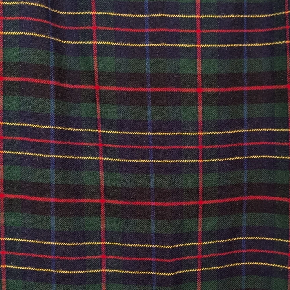LRL Wrap Scarf Tartan Plaid Regal Crest Fringed Traditional Preppy Mina Blue Red